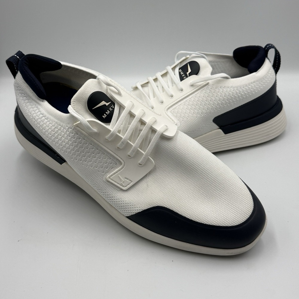 Wolf & Shepherd Crossover Shoes Mens 12 White Navy Knit Sneakers EU 45